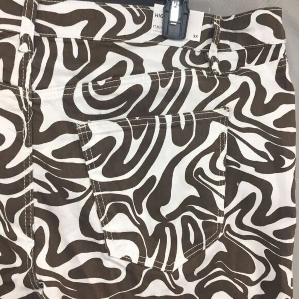 New Rue21‎ Skate High Rise Straight Leg Brown White Jeans Size 3X Women - Picture 9 of 12